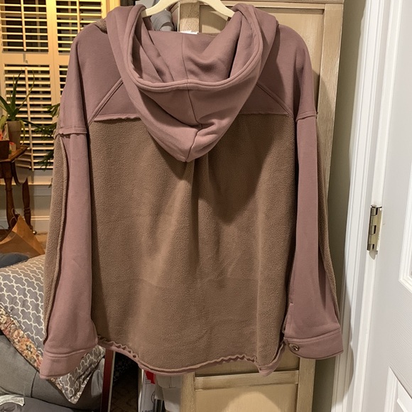 Button up hoodie, nice brown plush soft material - Picture 2 of 5